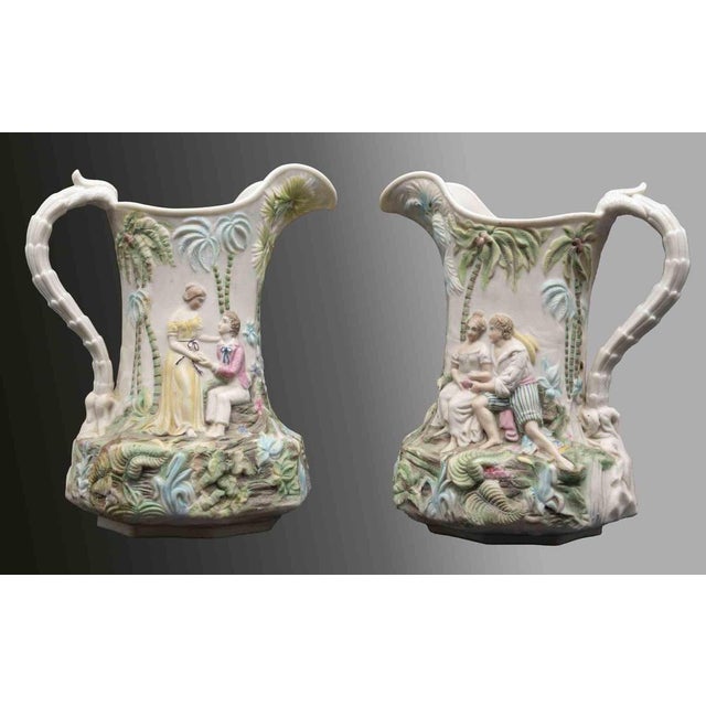 Pair of Ceramic Jugs is a pair of decorative objects realized in the early 20th Century. Italian Manufacture. In good...