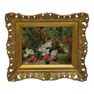 Antique Victorian Still Life Oil Painting by Oliver Clare, Signed Floral Blossom & Bird’s Nest With Blue Eggs, c.1880, Ornate Gilt Frame