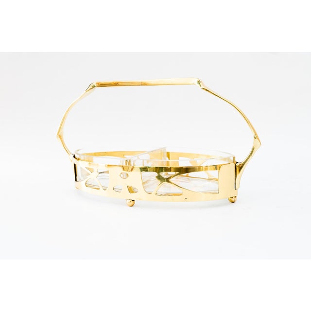 Metal Art Deco Brass Centerpiece with Glasses, Vienna, 1920s For Sale - Image 7 of 12