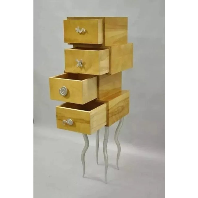 Postmodern Late 20th Century Trout Studios Grisette Cabinet Birch Wood Aluminum Post Modern Chest of Drawers For Sale - Image 3 of 9