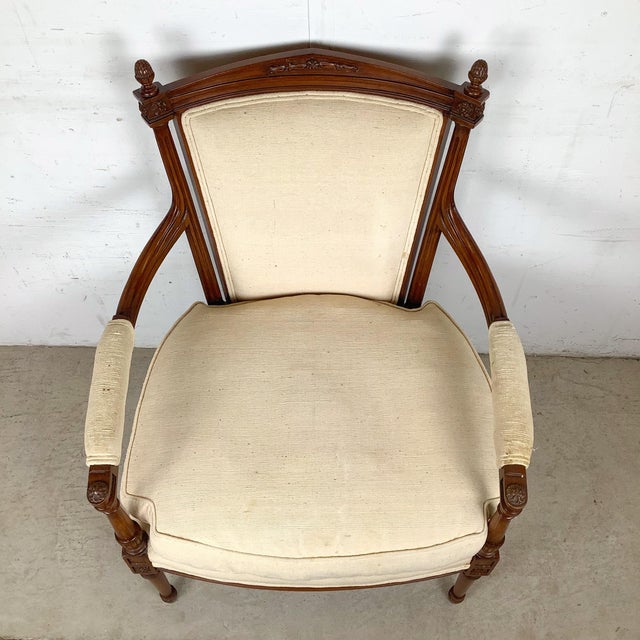Vintage French Louis XVI Style Fauteuil Armchair For Sale In Philadelphia - Image 6 of 12