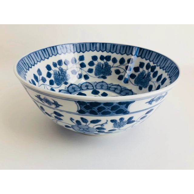Vintage Chinese Blue & White Palace Size Bowl For Sale - Image 10 of 10