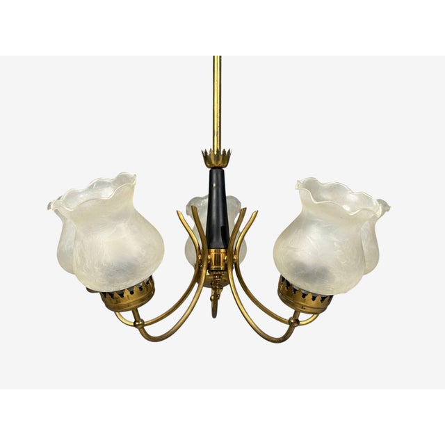 Swedish Modern, Pendant Light, Brass, Glass, Sweden, 1950s For Sale - Image 10 of 15