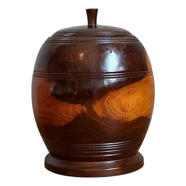 Vintage Turned Wood Lidded Jar For Sale