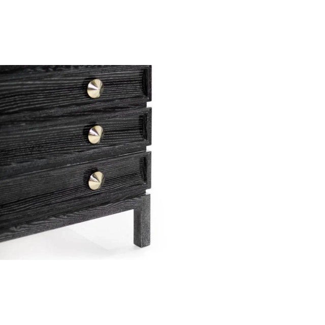 Wood Stamford Modern's Stacked Bedside Tables in Black Ceruse - a Pair For Sale - Image 7 of 9