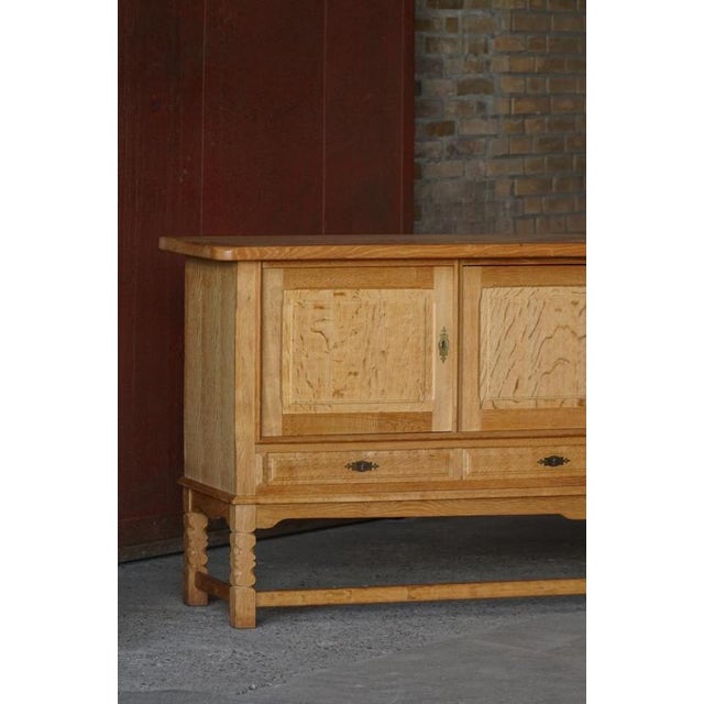 Mid-Century Brutalist Danish Sideboard in Oak by Henning Kjærnulf, 1960s For Sale - Image 18 of 18