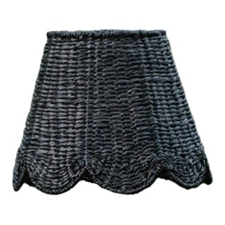 10" Scalloped Lamp Shade in Black Seagrass For Sale