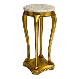 20th Century Regency Gilt Wood Marble Top Pedestal or Plant Stand For Sale