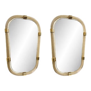Pair of Italian Murano Glass Wall Mirrors in Gold Leaf “Torciglione” Venetian Design For Sale