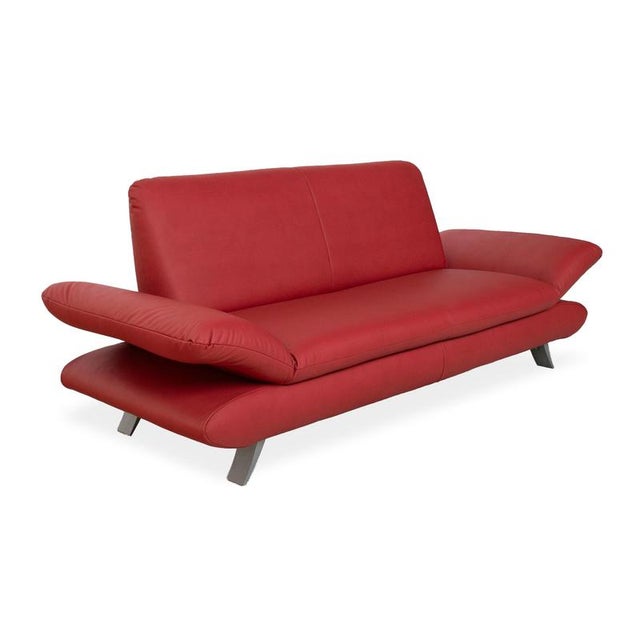 Vegan Leather Three-Seater Red Manual Function Rossini Sofa from Koinor For Sale - Image 4 of 14