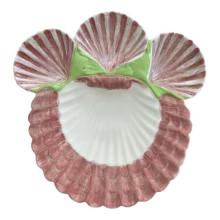 1980s Handmade Pink Shell Platter Signed For Sale