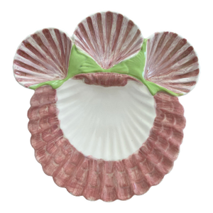 1980s Handmade Pink Shell Platter Signed
