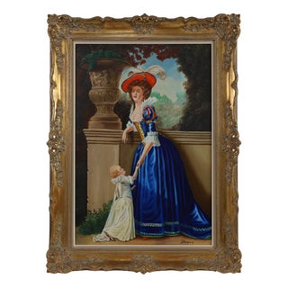 French Artist, Baroque Style Portrait of Madame Louise-Elisabeth of France, 1950s, Oil on Canvas For Sale