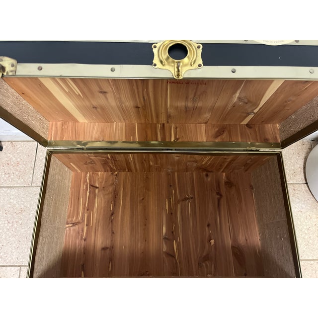 Antique Everlite Black and Brass Steamer Trunk Made in Canada For Sale - Image 13 of 13