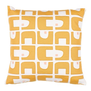 Schumacher X Hadiya Williams Den Applique 22" Pillow in Ochre For Sale