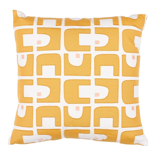 Schumacher X Hadiya Williams Den Applique 22" Pillow in Ochre For Sale