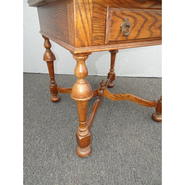 Vintage Ethan Allen French Country Brown Oak End Table Side Table