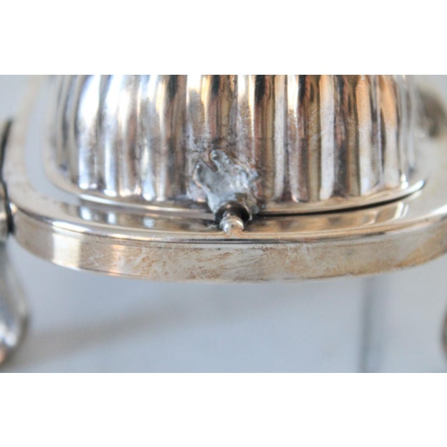Vintage Silver Plated Scalloped Butter Dish With Lions Head Feet For Sale - Image 12 of 12