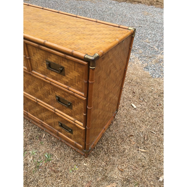 Vintage Dixie Herringbone Bamboo Rattan Campaign Dresser Chairish