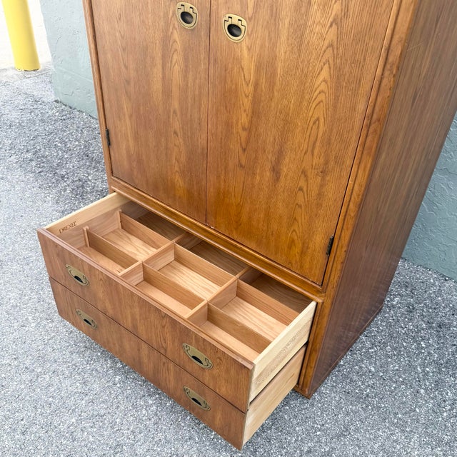 Mid 20th Century Drexel “Passages” Campaign Style Armoire For Sale - Image 5 of 10