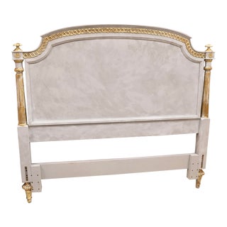 Vintage French Gold Leaf Solid Wood Queen Headboard For Sale