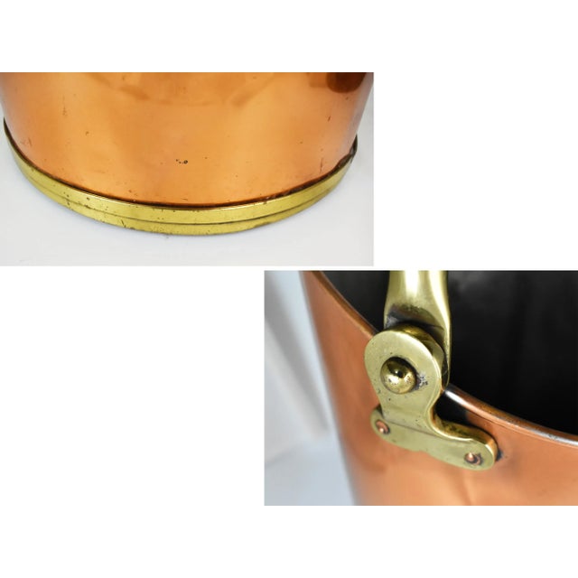 Vintage Large Heavy Copper Brass Coal Ash Scuttle Hod Bucket Scoop For Sale - Image 10 of 12