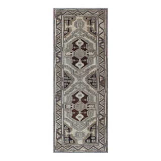 Vintage Turkish Oushak Runner With Stylized Two Large Medallion Design 3'8 X 10'2 For Sale