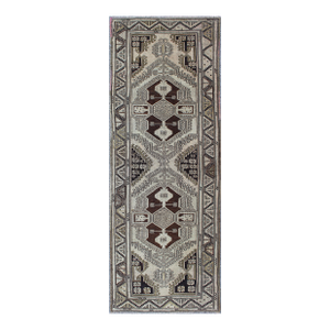 Vintage Turkish Oushak Runner With Stylized Two Large Medallion Design 3'8 X 10'2