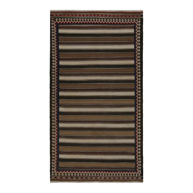 1950s Vintage Afghan Tribal Kilim Rug With Beige/Brown Stripes For Sale
