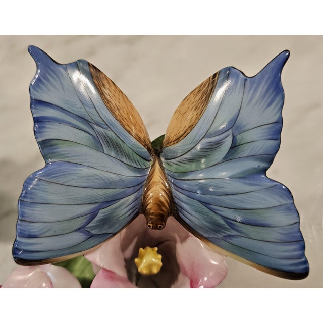 1980s 2 Beautiful Herend Butterfly and Flower Figurines For Sale - Image 13 of 17