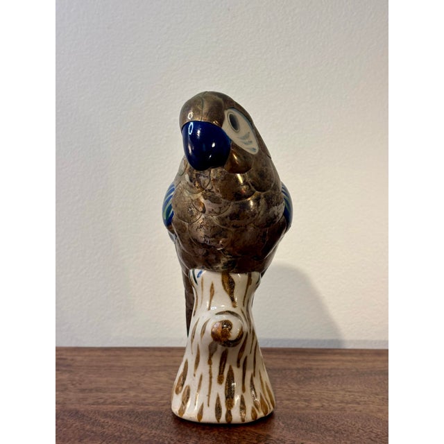 Mid 20th Century Vintage Tonalá Mexican Parrot Figurine, Coastal Modern Folk Art Ceramic For Sale - Image 5 of 8