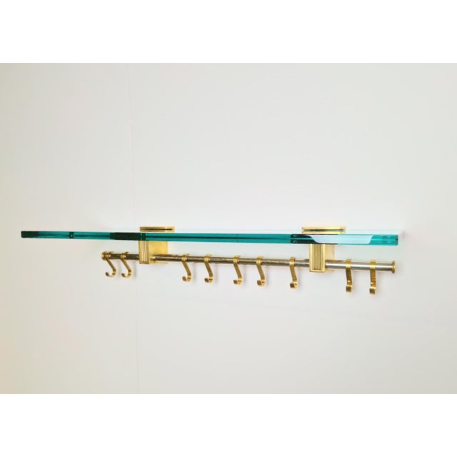 Brass and Glass R14G Wall-Mounted Coat Rack from Peter Ghyczy, 1980s For Sale - Image 6 of 18