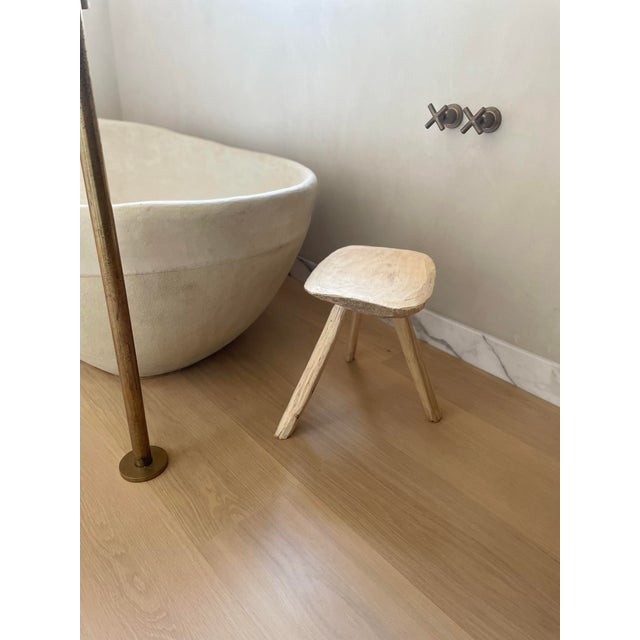 Farmhouse 1950s Vintage Wooden Stool For Sale - Image 3 of 10