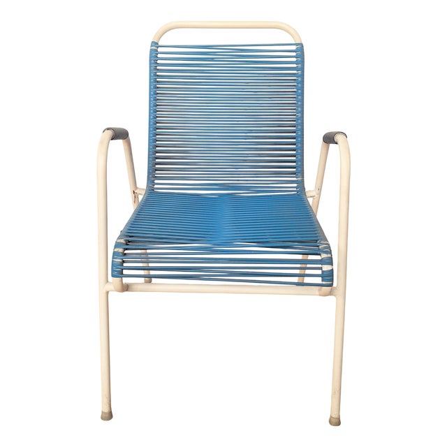 Vintage Blue Spaghetti Armchair, 1970s For Sale