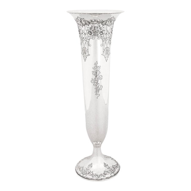1910s Baltimore Silver Company Sterling Silver Trumpet Vase For Sale