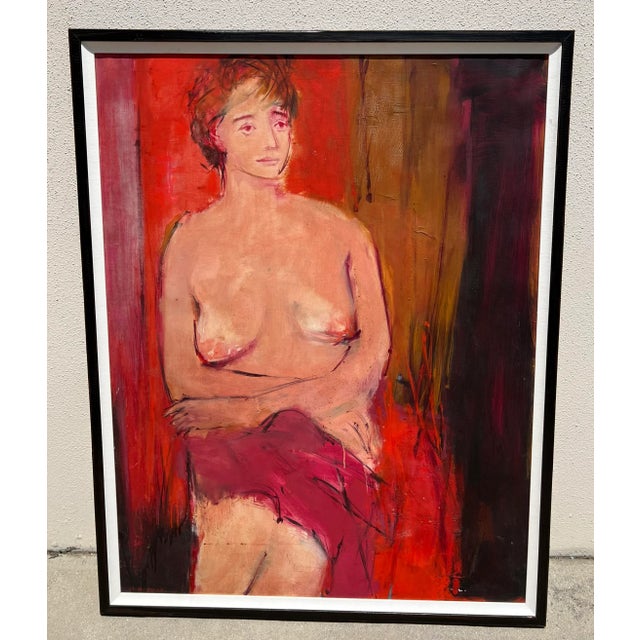 Late 20th Century Vintage Fauvist Portrait Painting of a Nude Woman, Framed For Sale - Image 13 of 13