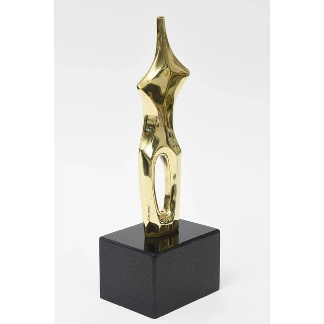 Bronze Vintage Signed Bronze Abstract Female Sculpture by Roberval on Black Granite Base For Sale - Image 8 of 11