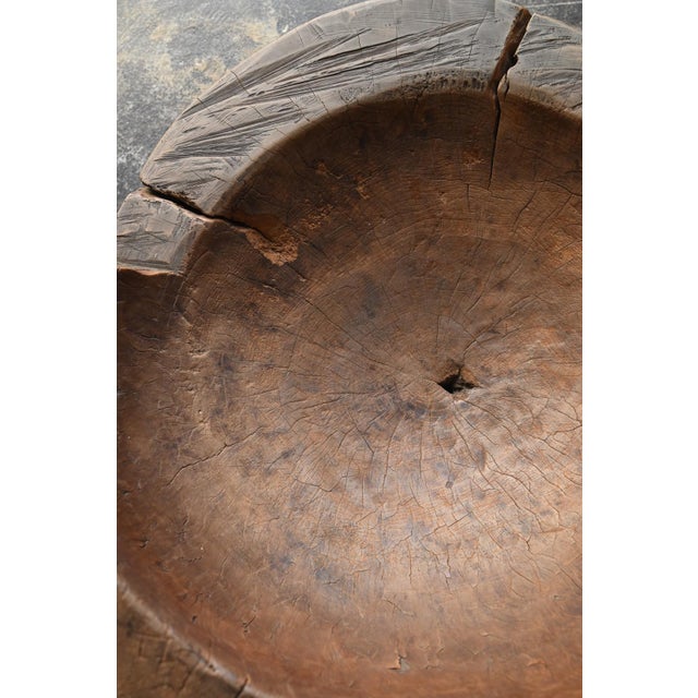 Old Japanese Wooden Mortar Chair / Early 20th Century/ Primitive Wabi-Sabi Seat For Sale - Image 10 of 18
