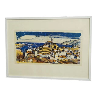 Vintage Lithography Print by Frederic Lloveras, Cadaqués - Costa Brava, Ca. 1980 For Sale