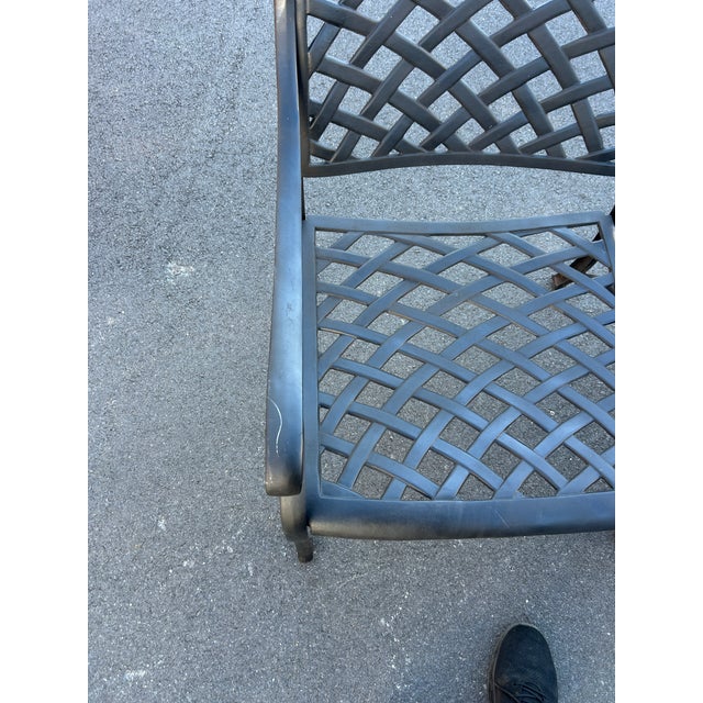 Perfect for your outdoor space! The bench measures 78x24x31 and the ottoman measures 26.5x24x14 Very durable Maker’s mark...