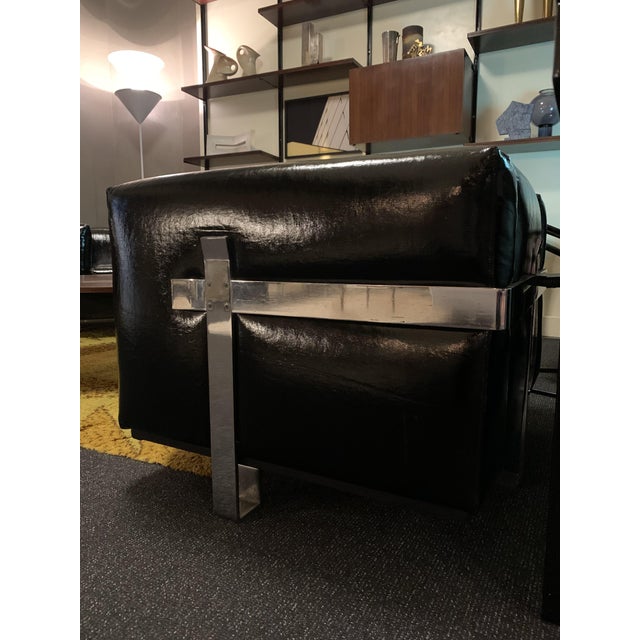 Italian Club Chairs in Black Vinyl and Steel by Luigi Caccia Dominioni for Azucena, 1960s, Set of 2 For Sale - Image 9 of 13