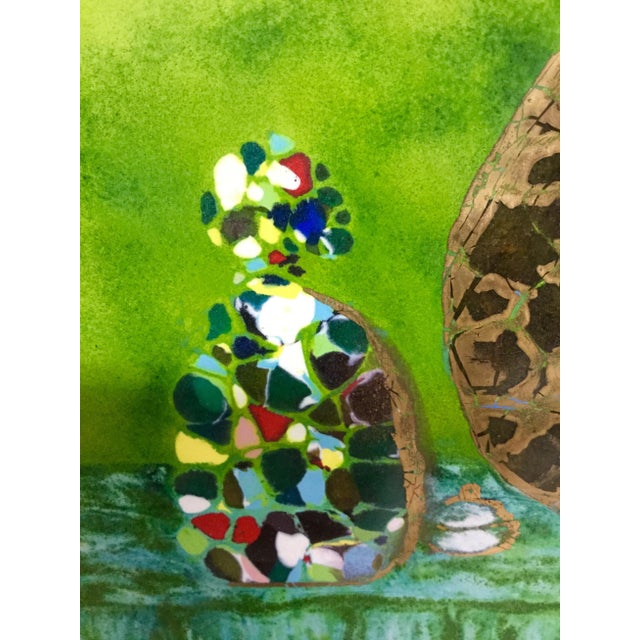 Artisan Copper Painting With Rosewood Stand For Sale - Image 4 of 11