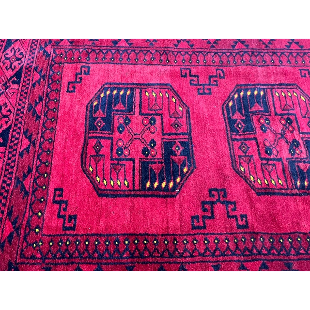 Red Turkmen Bokhara Hand-Knotted Wool Rug - 4'6" X 6'4" For Sale - Image 10 of 12