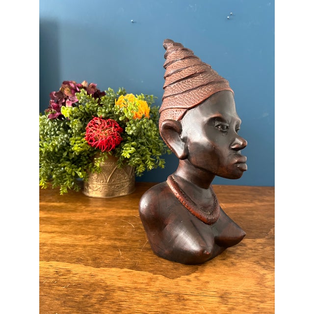 1970s Carved African Woman Bust For Sale - Image 16 of 18