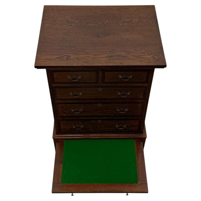 2000 - 2009 Antique English Oak Chest-on-Chest Tallboy with Brass Handles For Sale - Image 5 of 14
