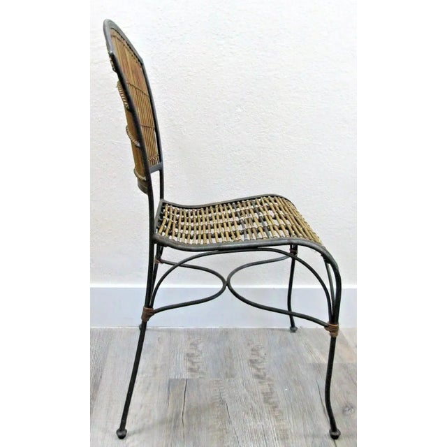 Mid-Century Modern 1960s Vintage Mid-Century Iron and Bamboo Side Chair For Sale - Image 3 of 8