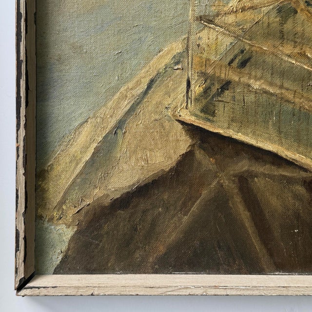 Vintage Modernist Still Life With Birdcage and Fruit, Signed (C. 1960, Oil on Cardboard) For Sale - Image 4 of 6