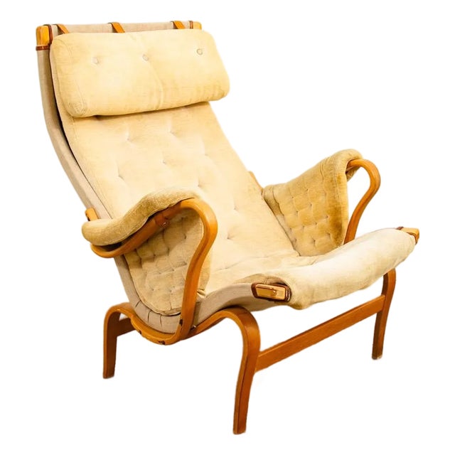 1960s Mid Century Danish Modern Lounge Chair Dux Bruno Mathsson Pernilla Off White MCM For Sale