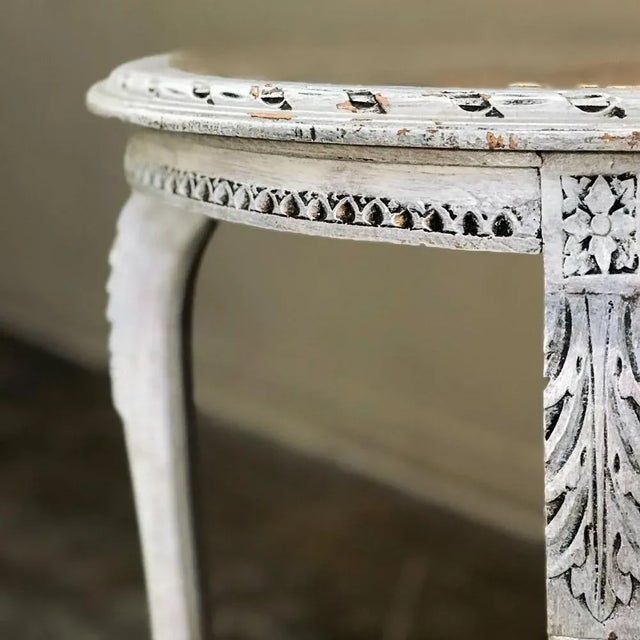 19th Century French Louis XVI Painted Marble Top End Table For Sale - Image 9 of 11