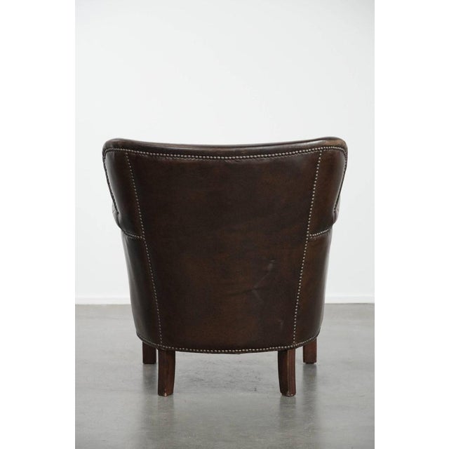 Dark Brown Armchair in Cowhide with a Reversible Kelim Seat Cushion For Sale - Image 5 of 17